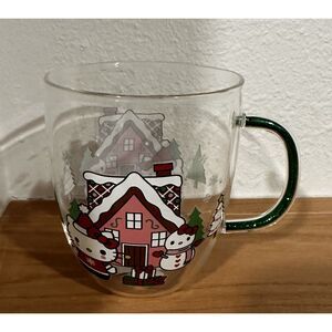 Hello Kitty by Sanrio Winter Wonderland Glass Mug with Glitter Handle NWT